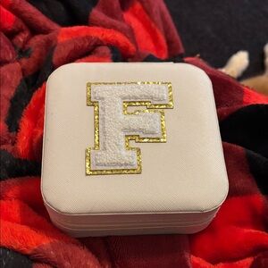 White Jewelry Box with Gold Letter F